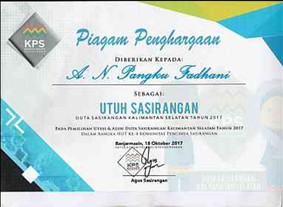 Penghargaan Utuh Sasirangan - A. N. Pangku Fadhani
